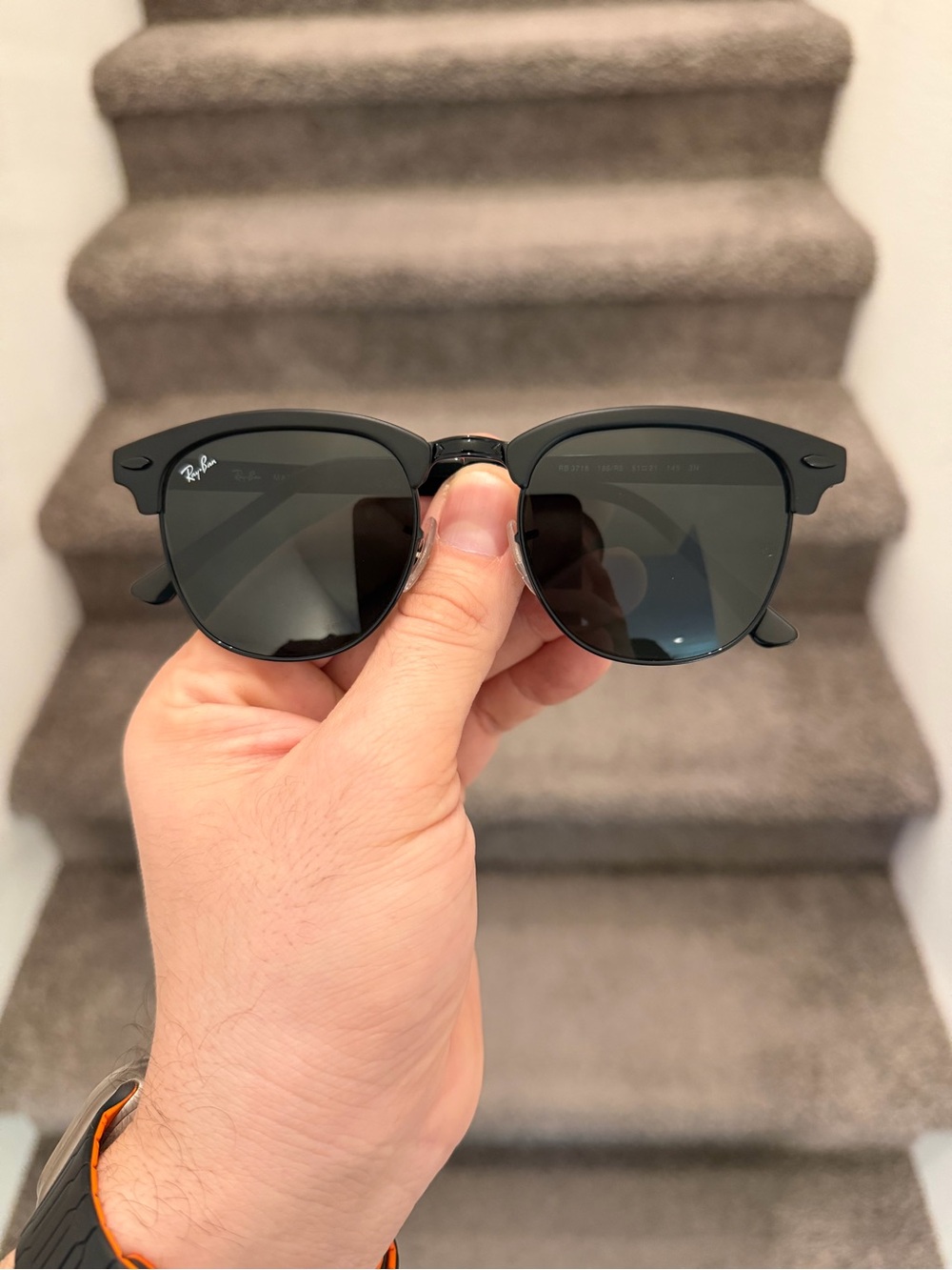 NEW Ray -Ban Metal Clubmaster RB3716 3716 Black Gray Lens 51/21